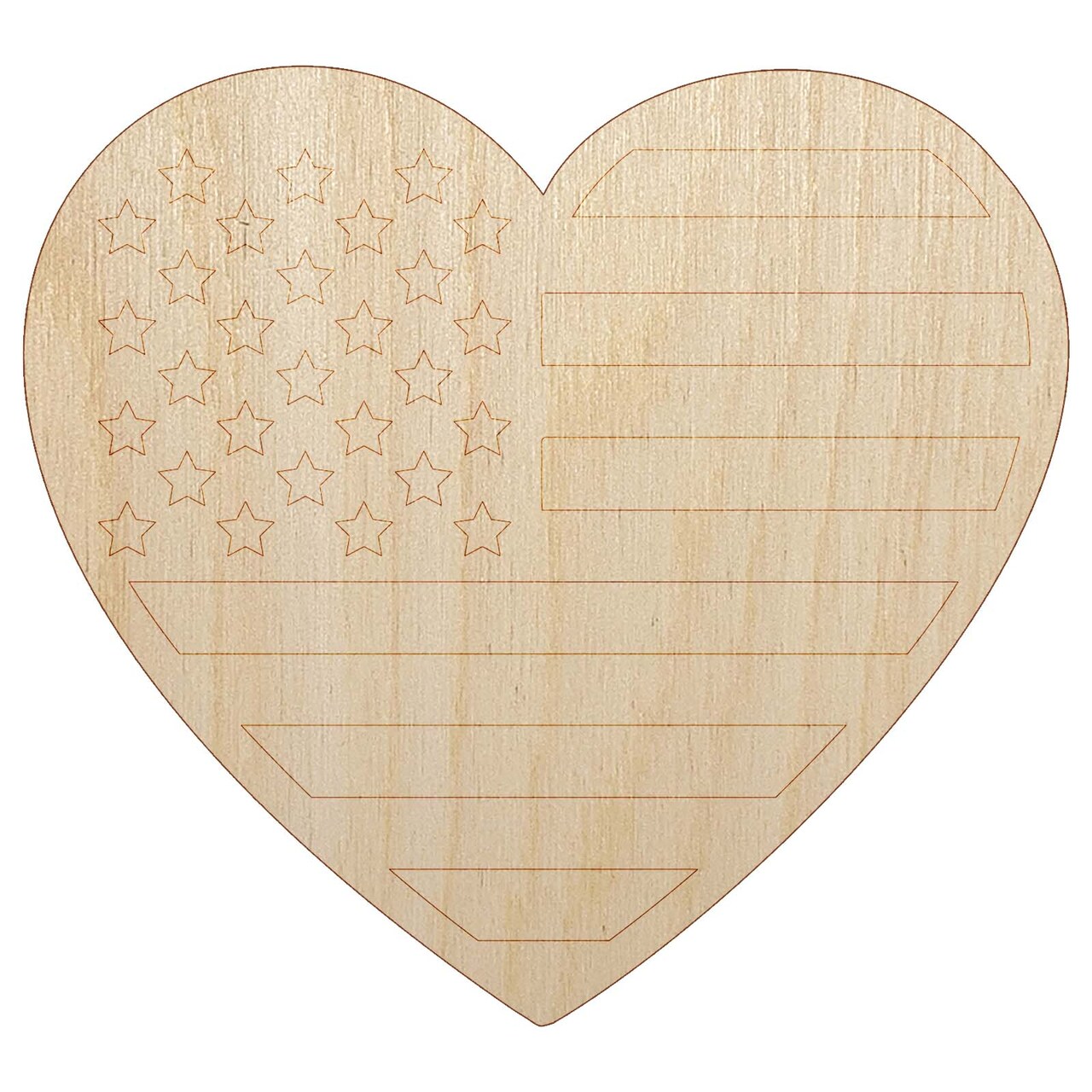 Heart Shaped American Flag United States of America USA Unfinished Wood Shape Piece Cutout for DIY Craft Projects